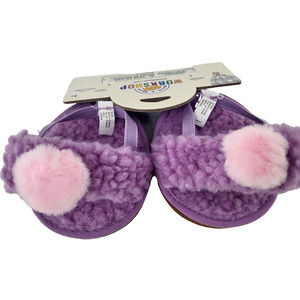 Build-A-Bear Workshop Purple Pom Slippers 2022 BAB Fluffy Retired Shoes NEW